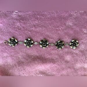 Vintage Sterling Silver Rose Bracelet
